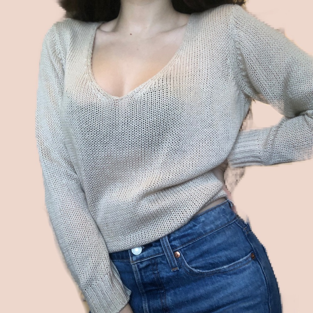 Nordstrom Distressed Cream Sweater - Picture 2 of 2